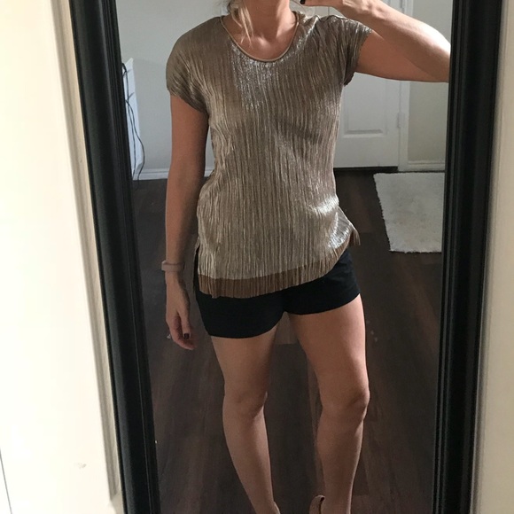 Zara Other - Zara gold pleated bronze dipped shirt